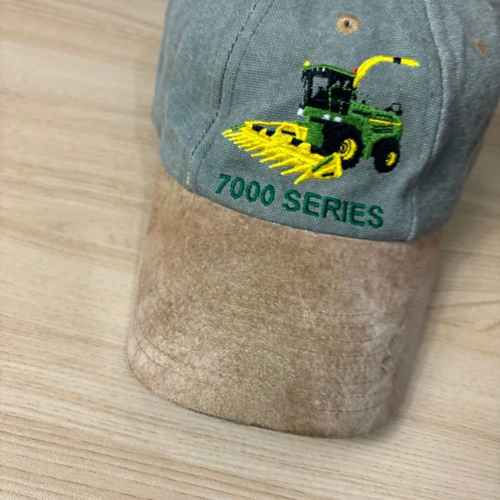 Vintage John Deere Hat Cap Strap Back‎ Green Canvas 7000 Series Tractors
